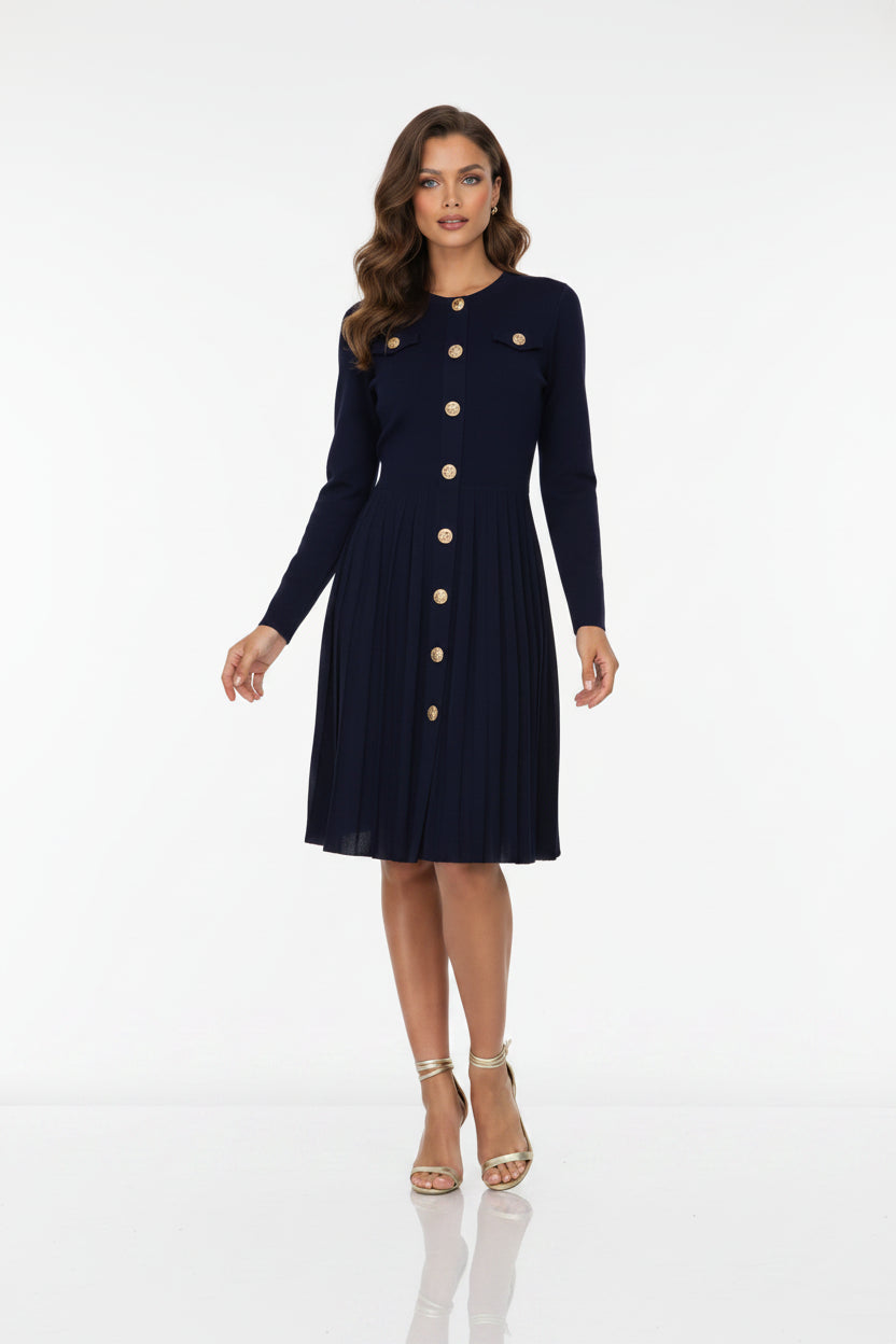 Zenia Buttoned Knit Mini Dress