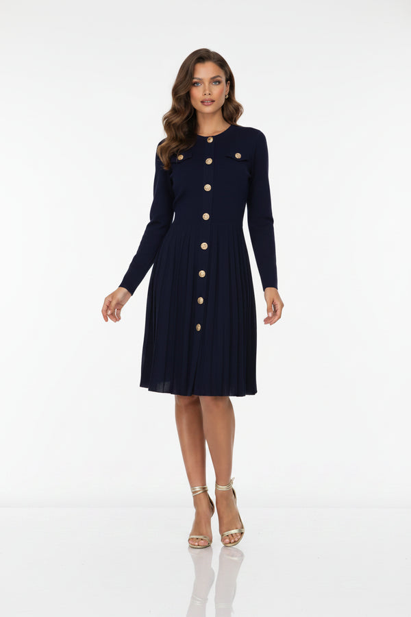 Zenia Buttoned Knit Mini Dress