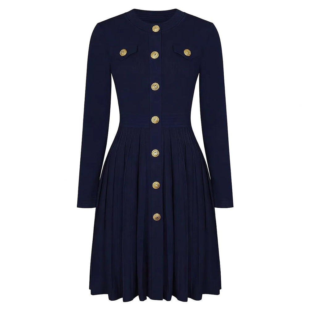 Zenia Buttoned Knit Mini Dress