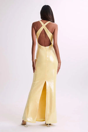 Women's Luxury Sexy Sequin Slit Three-dimensional Flower Dress Hollowed-out Backless Party Dress Winteres