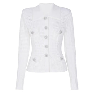 Jewel-Button Knit Cardigan