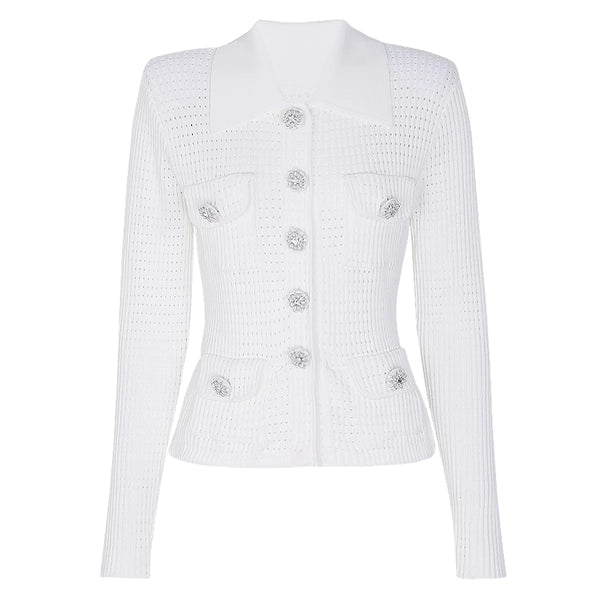 Jewel-Button Knit Cardigan