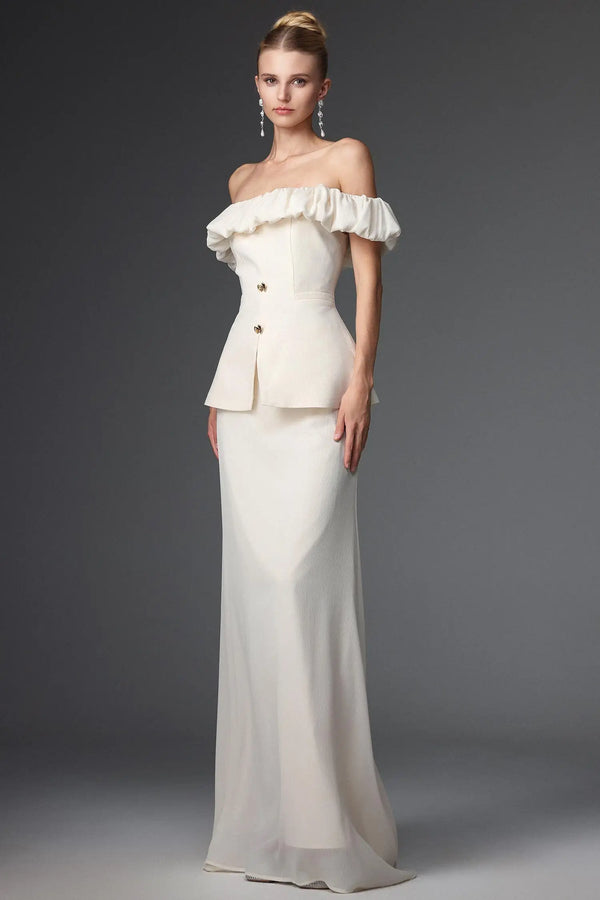 Women Chic IMamie Elegant Tailored Off Shoulder Ruched Two Piece S Ladies Bodycon Occassion Birthday Cocktail Prom Party Dresses