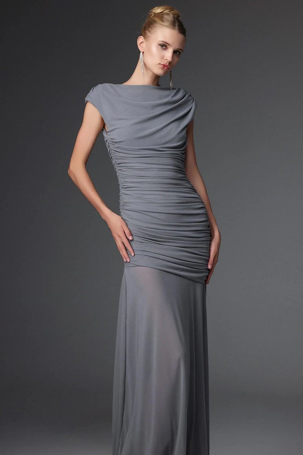 Women Chic IOberta Contour Sleeveless Ruched Knit Maxi Dress Ladies Bodycon Occassion Birthday Cocktail Prom Party Dresses Winteres