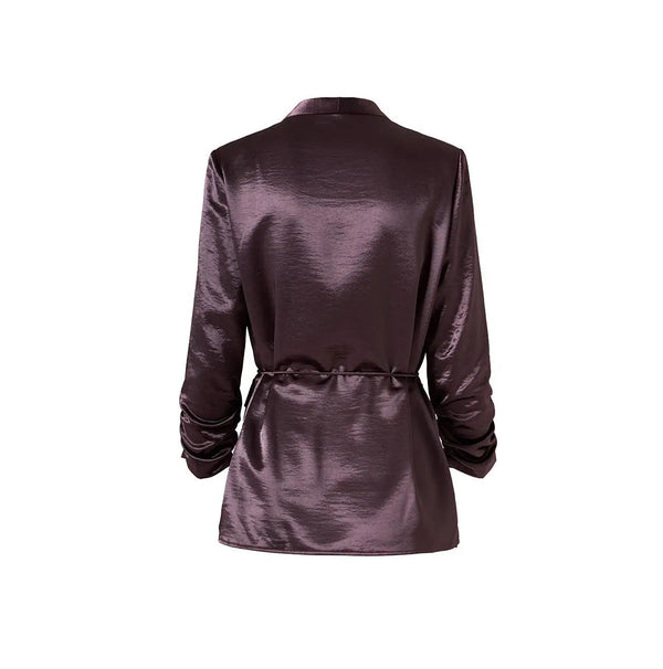 Madelon Satin Belted Blazer | WINTERES