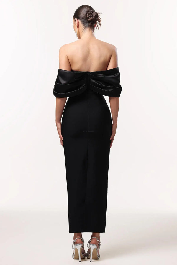 Women Chic IWinify Off Shoulder Rhinestone Bandage Black Maxi Dres Ladies Bodycon Occassion Birthday Cocktail Prom Party Dresses