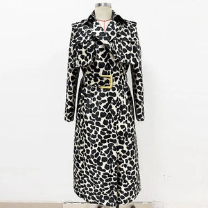A11098 British Style Casual Hooded All-Season Long Coat, Breathable and Windproof Snake Print Jacquard