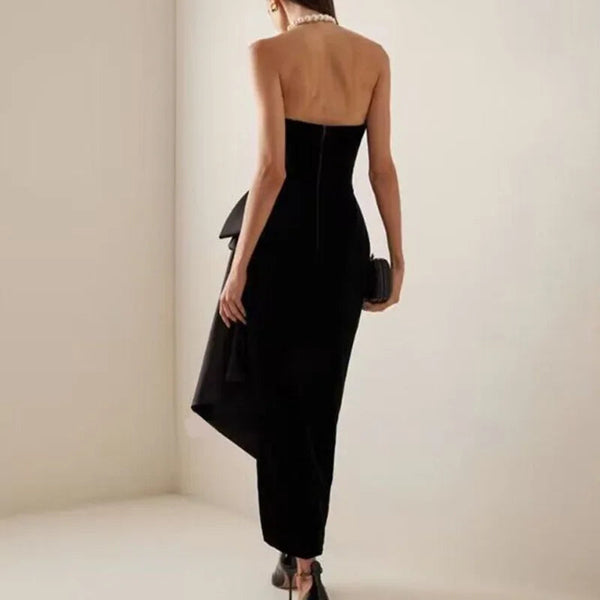 2025 New Black Elegant Sexy Long Dress Irregular Design Sense Sleeveless Women Evening Party Dress Winteres