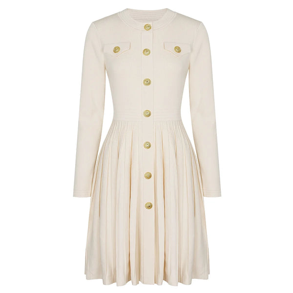 Zenia Buttoned Knit Mini Dress