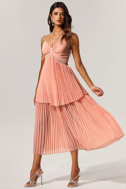 Glamour Teela Halter Folds Maxi Dress Winteres