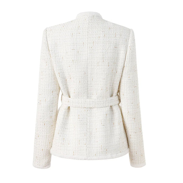 White textured blazer on a white background