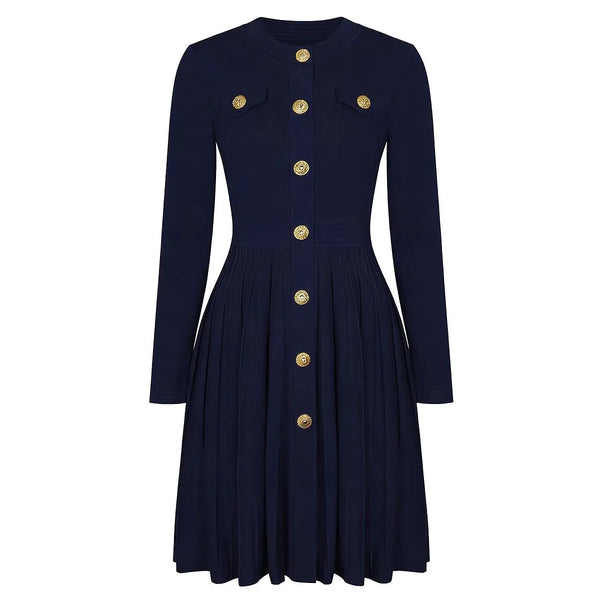 Zenia Buttoned Knit Mini Dress
