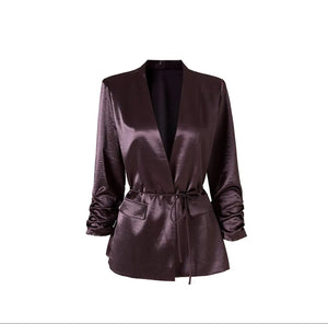 Madelon Satin Belted Blazer | WINTERES