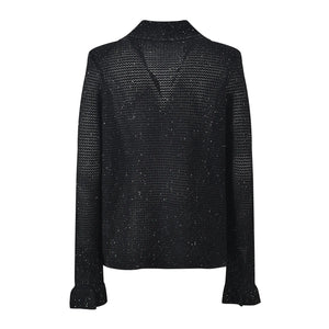 Black textured sweater on a white background