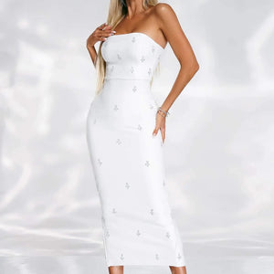 BEISHI Women Strapless Midi Bandage Dress Winteres
