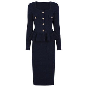 Penelope Knit Midi Dress – Navy Midi Dress – Winteres