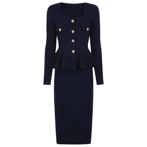 Penelope Knit Midi Dress – Navy Midi Dress – Winteres
