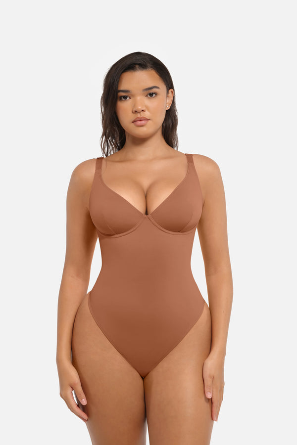 Seamless V Neck Tummy Control Bodysuit Sculpting Winteres