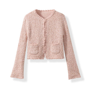 Elegant Casual Pink Knitted Cardigan