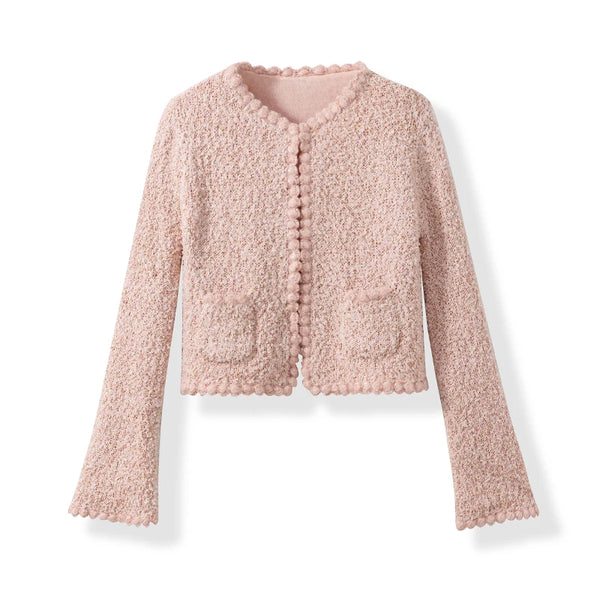 Elegant Casual Pink Knitted Cardigan