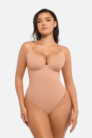 Seamless V Neck Tummy Control Bodysuit Sculpting Winteres