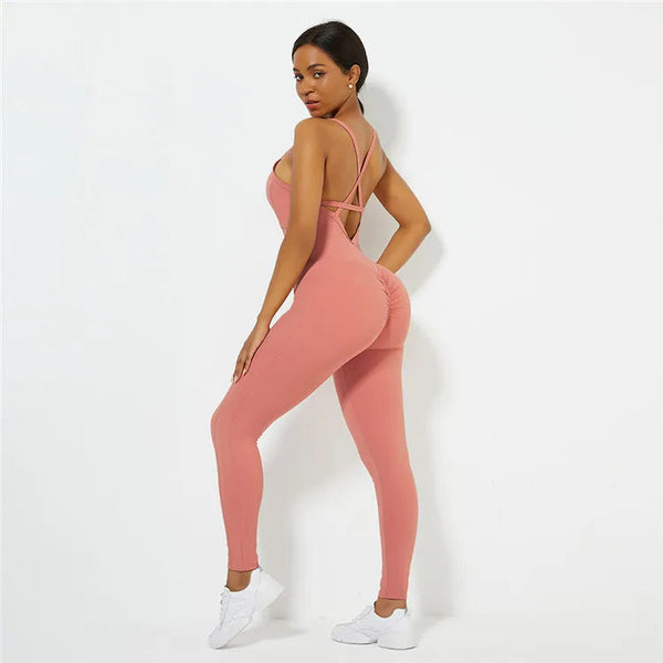 Cross Back Scrunch Butt Activewear Jumpsuit Winteres