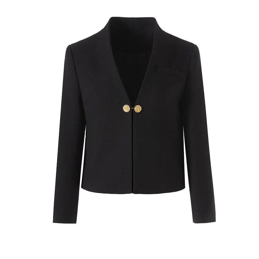Elegant V-Neck Single Button Blazer