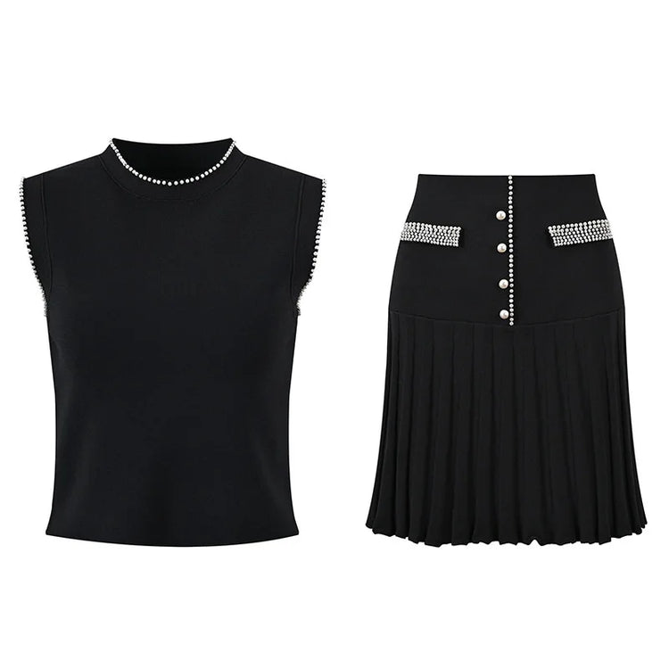 Beaded Pleated Skirt Set Winteres