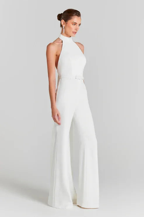 Boutique Women's Solid Color Halter Jumpsuit New Arrival Casual Daily Wear with High Waist Streamer Playsuit Winteres