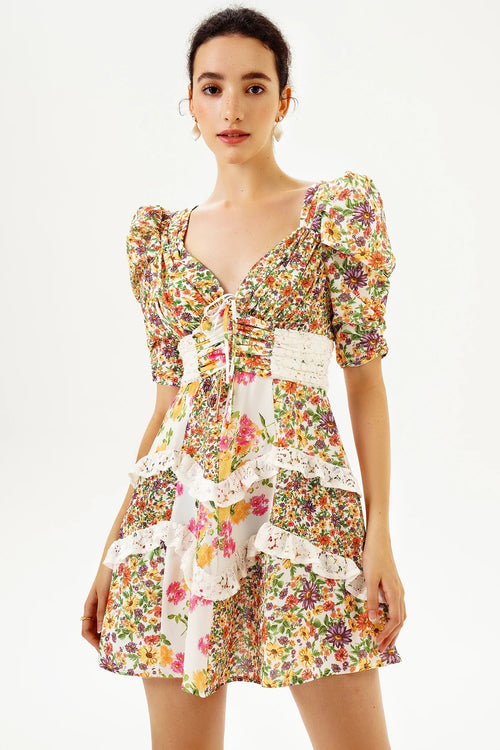 Floral Ruffle Mini Dress Winteres