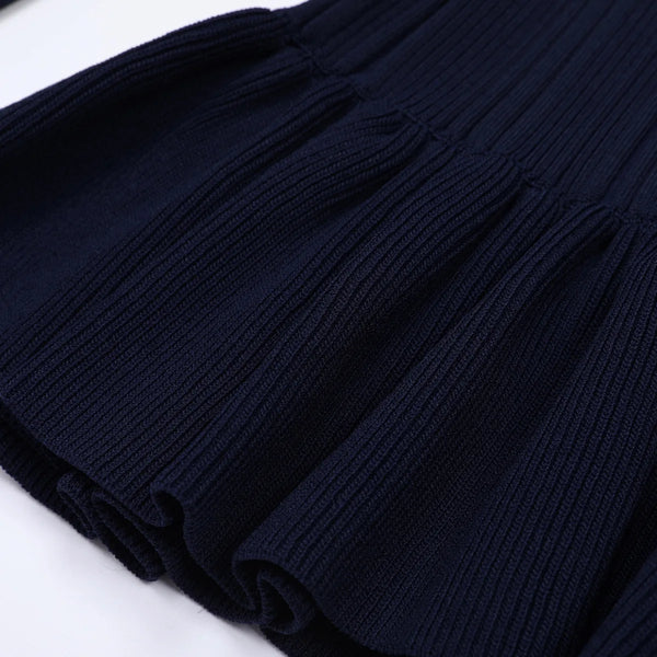 Dark blue ribbed fabric on a white background