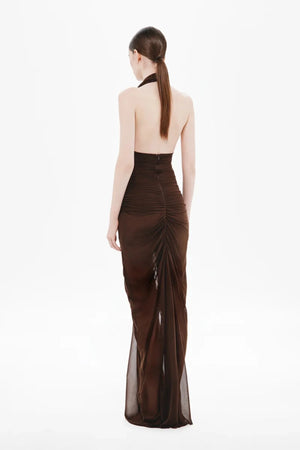 Sixtine Halter Chiffon Maxi Dress