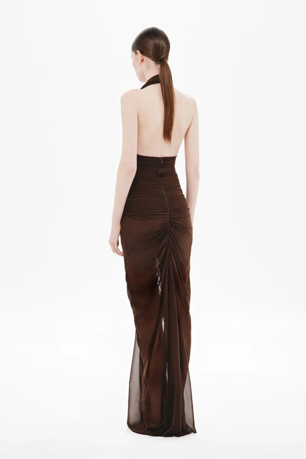 Sixtine Halter Chiffon Maxi Dress