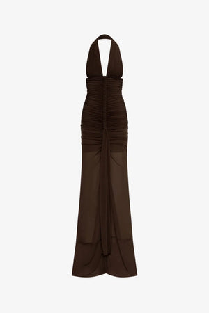 Sixtine Halter Chiffon Maxi Dress