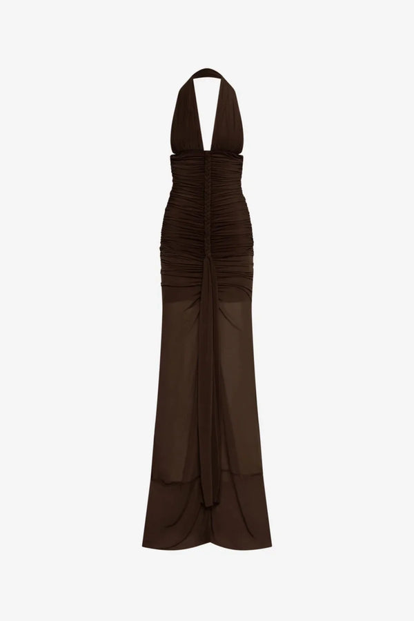 Sixtine Halter Chiffon Maxi Dress