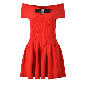 Blanche Bow Knit Mini Dress | WINTERES