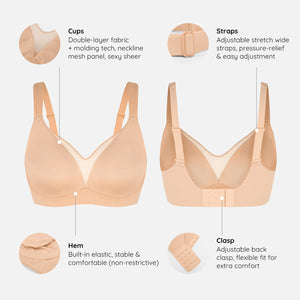 Waistdear – Soutien-gorge Minimiseur Confortable Grande Taille à Couverture Complète pour Femme, sans Armature, Rembourré Push-up