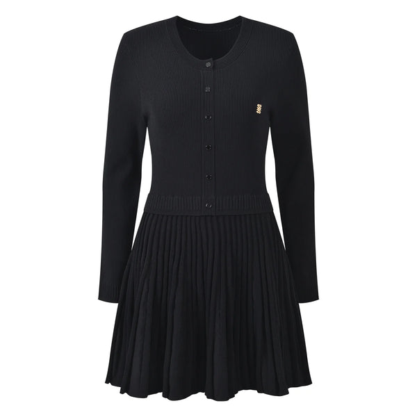 Palmyre Pleated Knit Mini Dress | WINTERES