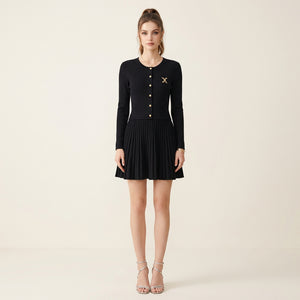 Palmyre Pleated Knit Mini Dress | WINTERES