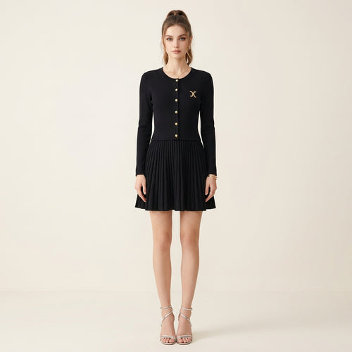 Palmyre Pleated Knit Mini Dress | WINTERES