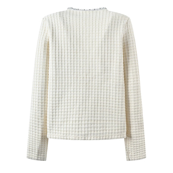Cardigan décontracté d'hiver automne 2025 pour femmes, pull tricoté avec col en V, manches longues, strass et simple boutonnage.