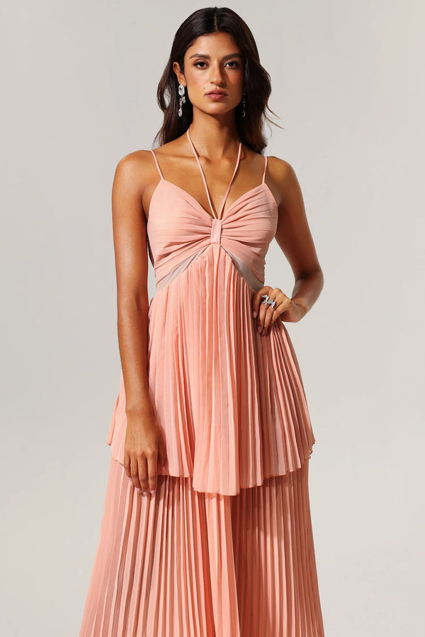 Glamour Teela Halter Folds Maxi Dress Winteres