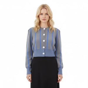 Stripe Jacquard Contrast Color Cardigan Winteres