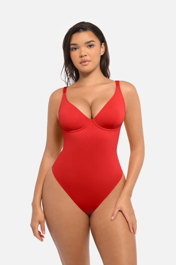 Seamless V Neck Tummy Control Bodysuit Sculpting Winteres