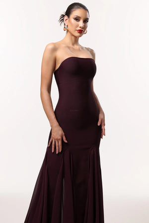 Women Chic IDellis Elegant Contour Strapless Pleated Bandage Maxi Ladies Bodycon Occassion Birthday Cocktail Prom Party Dresses