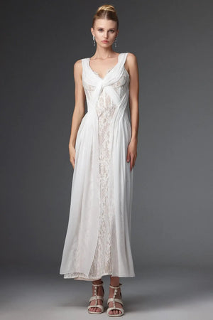 Women Chic INamia Romantic Flowy Sleeveless Ruched Lace Maxi Dress Ladies Bodycon Occassion Birthday Cocktail Prom Party Dresses