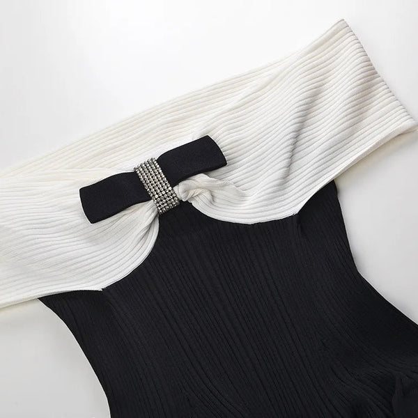 Blanche Bow Knit Mini Dress | WINTERES