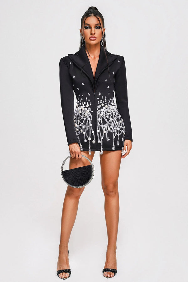 Sequin Peal Beaded Blazer Dress Winteres