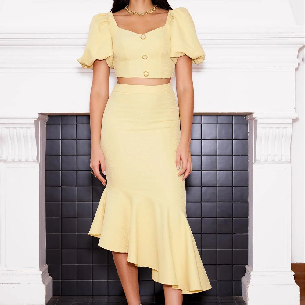 Bella Barnett LadiesUano Puff Sleeves Midi Set Ladies Women Sexy Elegant Birthday Formal Cocktail Party Dresses Winteres