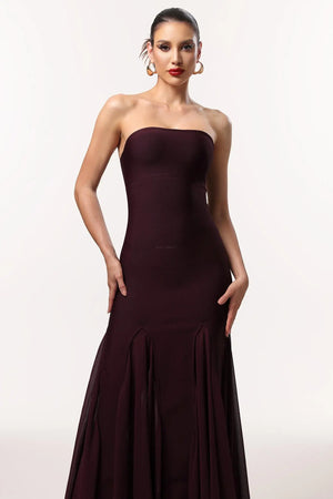Women Chic IDellis Elegant Contour Strapless Pleated Bandage Maxi Ladies Bodycon Occassion Birthday Cocktail Prom Party Dresses